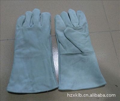 本色双层A牛二层皮长皮电焊手套 焊工防护优选，惠州市惠城区先康劳保用品商行专业供应